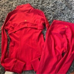 Red Athletic Jacket and Pants Set